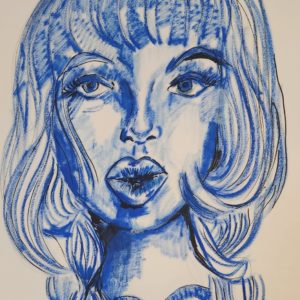 Paintings on Paper: Blue Betty Boop