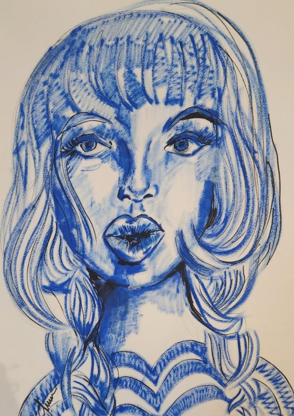 Paintings on Paper: Blue Betty Boop